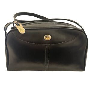 Gucci Black Leather Crossbody Bag with Gold Accents